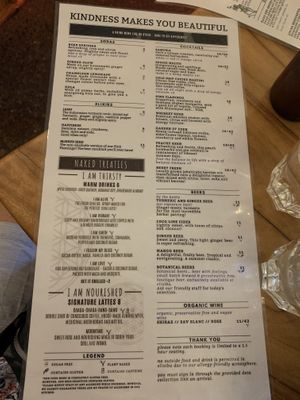 Menu at Elixiba in Byron Bay