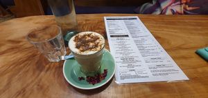 I am Vibrant warm drink at Elixiba in Byron Bay