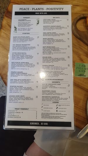 Menu at Elixiba in Byron Bay