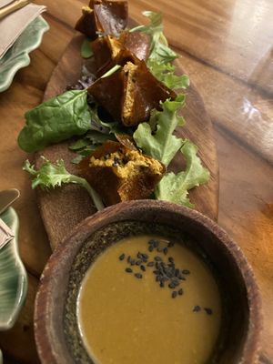 Raw dumplings…the sauce! Yum!  at Elixiba in Byron Bay