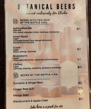 Drinks menu at Elixiba in Byron Bay