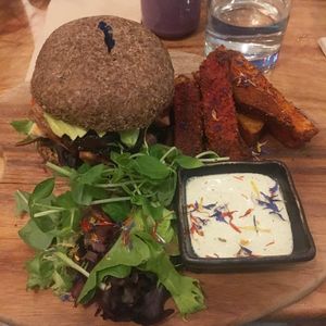 Yummy burger at Elixiba in Byron Bay