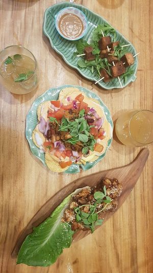 Tofu skewers, nachos and cauliflower at Elixiba in Byron Bay