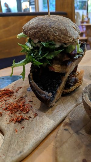 Portobello burger at Elixiba in Byron Bay