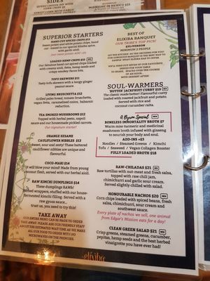 Menu P3 at Elixiba in Byron Bay