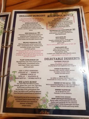 Menu P4 at Elixiba in Byron Bay