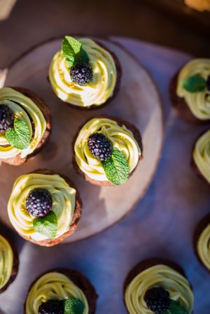 Our courgettes and chocolate mini cakes  at Lele's in East London