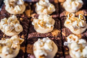 Our peanut butter and chocolate brownies - gluten free  at Lele's in East London