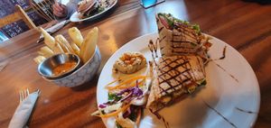 Smokey tempeh wrap at Dandelion Cafe in Saltaire