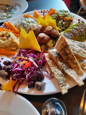 Mezze platter (August 2023) at Dandelion Cafe in Saltaire