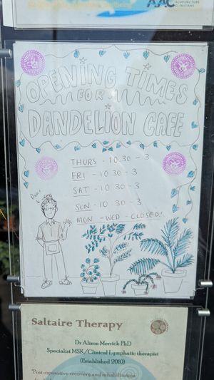 Opening times at Dandelion Cafe in Saltaire