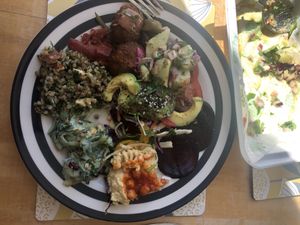 Wondeful mezze for 2 (this is less than half of it) at Dandelion Cafe in Saltaire