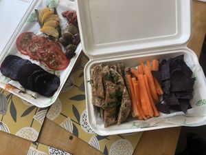 Just the top layer of our amazing mezze platter! at Dandelion Cafe in Saltaire