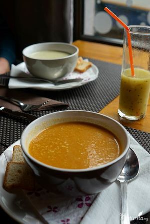 Vegan carrot & coconut milk soup at Let Me Take You - Déjate Llevar in Gran Canaria