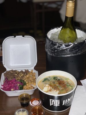 Spicy creamy ramen e impossible rice bowl  at JINYA Ramen Bar in Las Vegas