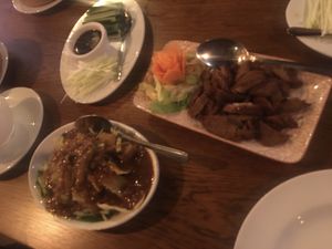 Vegan duck with vegetables in satay sauce at Singapore Orchid in Coulsdon