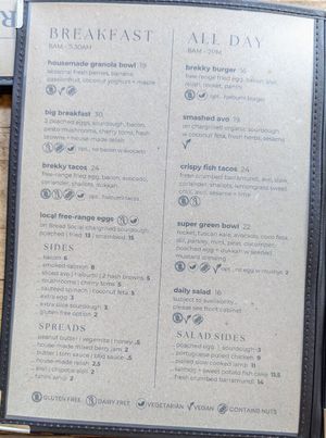 Menu February 2025 at Belle Central in Ballina