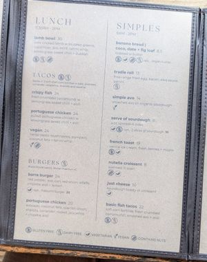 Menu February 2025 at Belle Central in Ballina