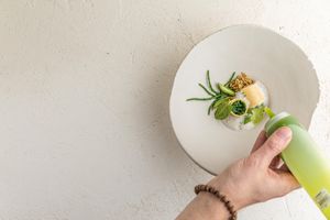 Amaranth dish - fresh vegan pasta - sea vegetables - seaweed oil at Amaranth in Merelbeke
