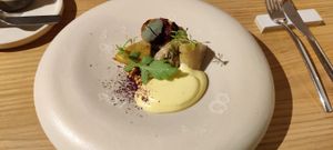 Main: artichokes, dark olive tapenade, etc at Amaranth in Merelbeke