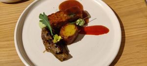 Main: tempeh, potatoe, aubergine, etc at Amaranth in Merelbeke