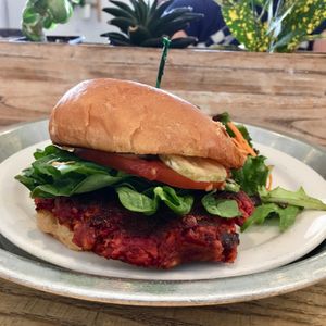 Beet Walnut Burger, house-made, fantastic! at City Silo Table + Pantry in Memphis