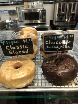 Classic glazed & chocolate cocoa nibs  at Good Town Doughnuts in Costa Mesa
