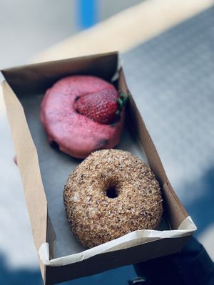 Strawberry and toasted coconut vegan donuts at Good Town Doughnuts in Costa Mesa
