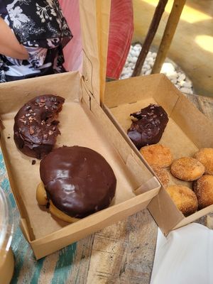 Chocolate chocolate Boston cream, doughnut holes at Good Town Doughnuts in Costa Mesa