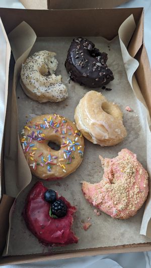 Tasting donuts at Good Town Doughnuts in Costa Mesa