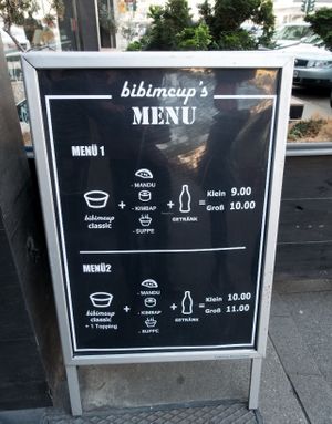 Menu options at Bibimcup in Dusseldorf