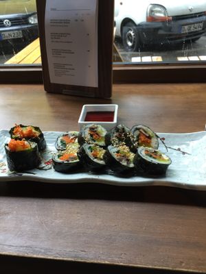 Vegan Korean rolls at Bibimcup in Dusseldorf
