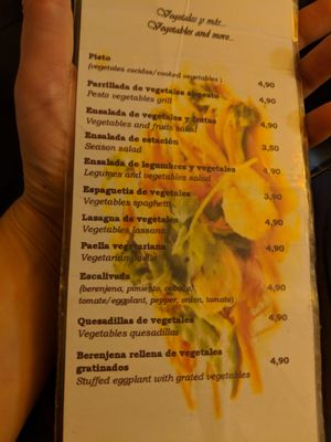 Vegetarian/vegan menu at El Shamuskia'o in Havana