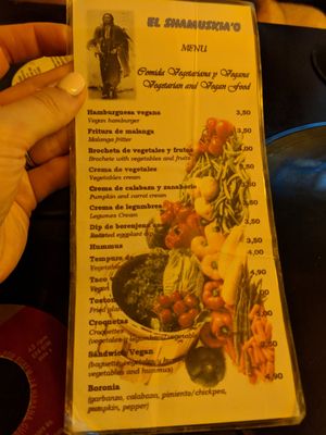 Vegetarian/vegan menu at El Shamuskia'o in Havana