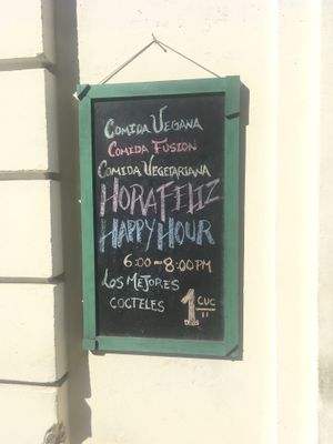 Chalkboard outside  at El Shamuskia'o in Havana