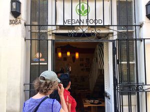 Outside Restaurant Signage at El Shamuskia'o in Havana