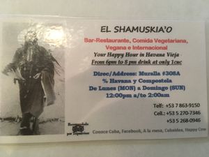 Business Card at El Shamuskia'o in Havana