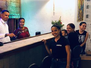 Lovely staff members  at El Shamuskia'o in Havana