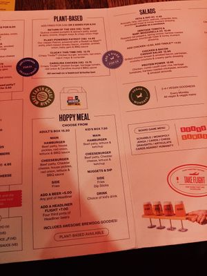 Menu at Doghouse  in Glasgow