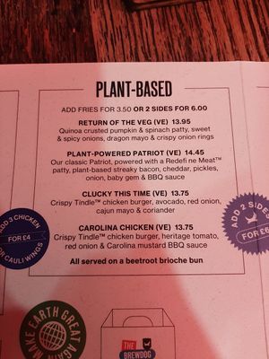 Menu at Doghouse  in Glasgow