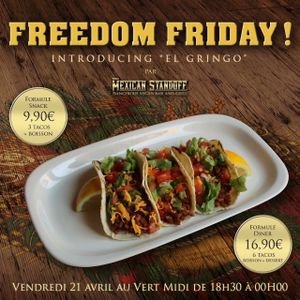 Specil event Friday, April 21st !!!

Introduction of " El Gringo " new taco !

Kick off of the week end season, pop up will no longer be on Tuesdays but on week ends !
All infos on the Facebook page : https://www.facebook.com/MexicanStandoffOfficial/ at The Mexican Standoff - Pop-up in Paris