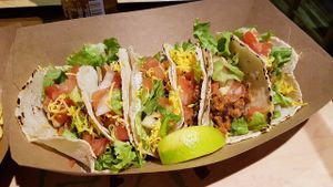 Tacos with cheddar at The Mexican Standoff - Pop-up in Paris