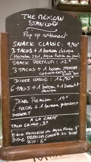 The menu at The Mexican Standoff - Pop-up in Paris