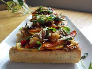 Eggplant Toast - Tosta de Berenjena at Appetit Bio in Medellin