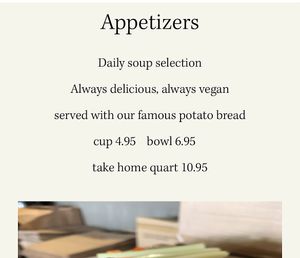 Soup- always delicious & vegan  at Baba Louie's Sourdough Pizza in Great Barrington