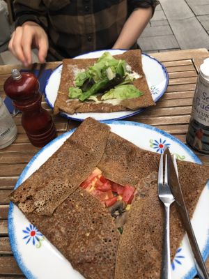the upper one is vegetarian the one in the forefront of the picture is vegan at Bistro Erminig in Dusseldorf