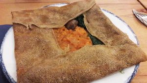 Vegan galettes with vegetables at Bistro Erminig in Dusseldorf