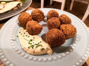 Croquetas de verduras y salsa de albahaca at TS  A Casa in Santiago De Compostela