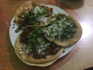 Pastor, encebollada and chicharron at VEGuerrero in Mexico City