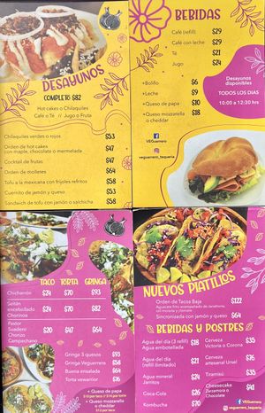 Menu as of June 2022  at VEGuerrero in Mexico City